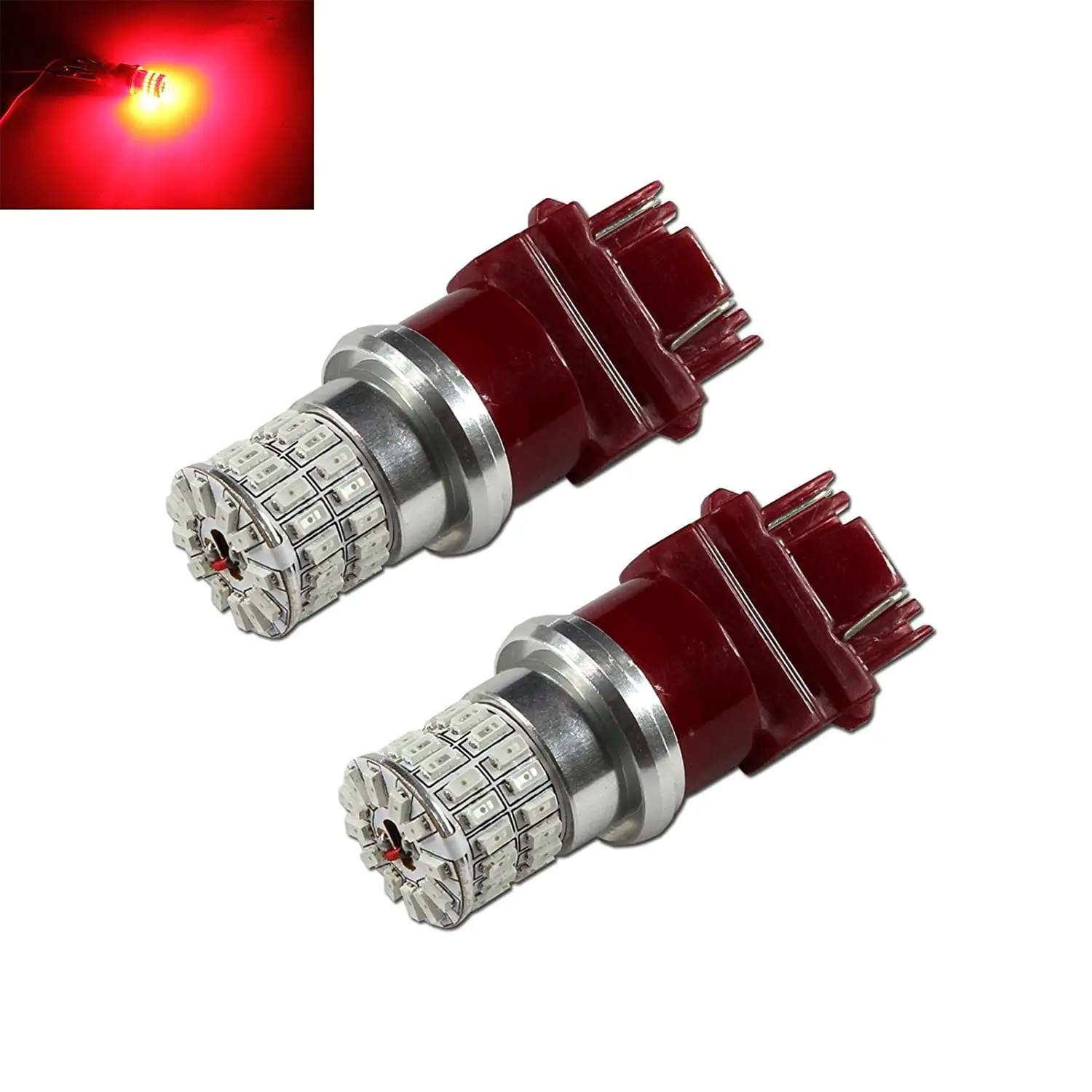 3157 Red High Power 3014 Chip 48-LED Turn Signal/Brake/Tail Light Bulbs (3157. Red)