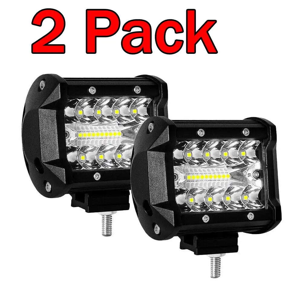 OBOSOE 2PCS 4 Inch 60W Combo 10800LM Bar Driving Boat Offroad LED Truck Lights