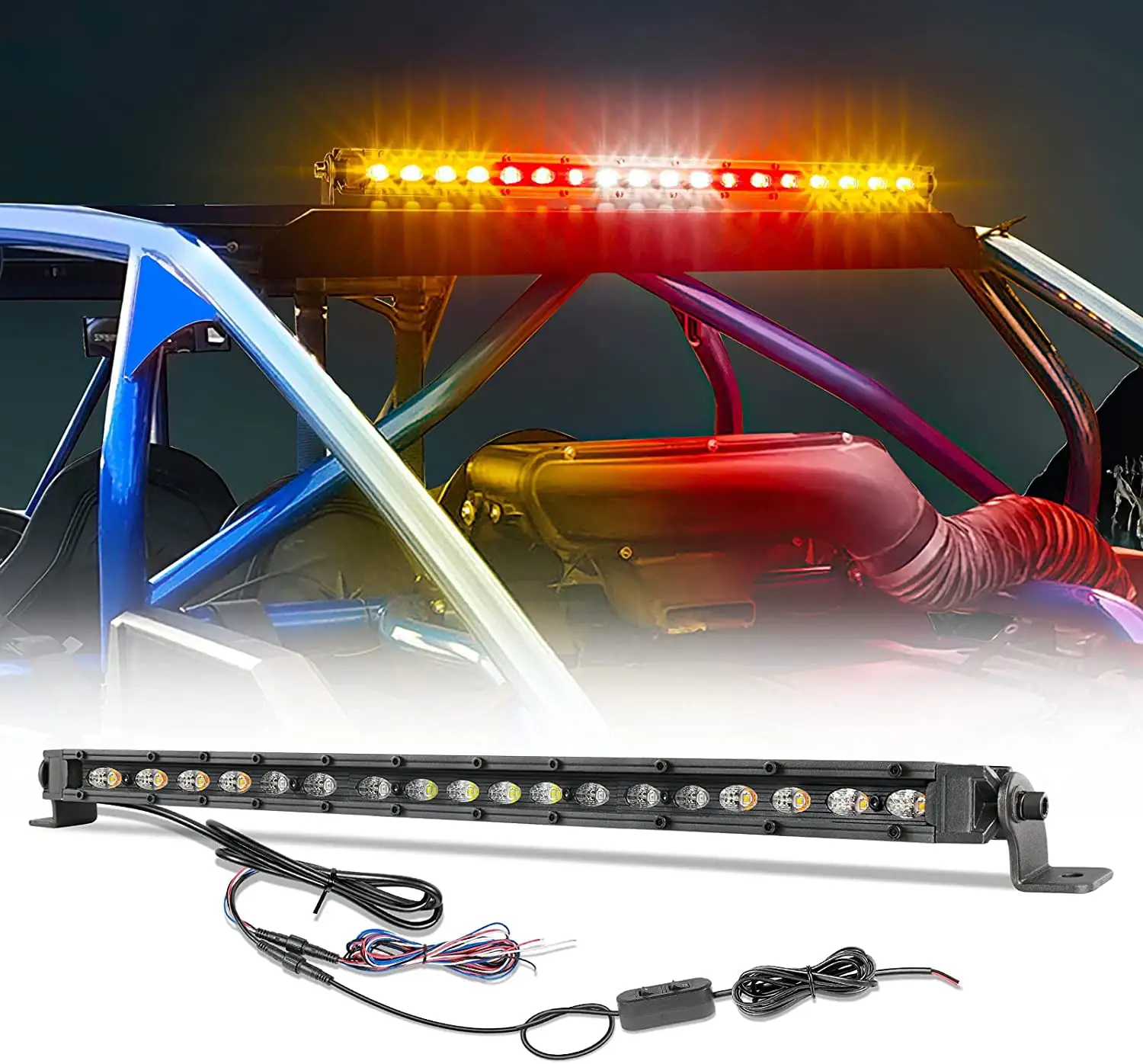 UTV Rear Chase LED Light Bar OFFROADTOWN 20 Work Driving Lights W/ Reverse Brake Running Singal Lights for Polaris RZR Can-Am Honda. W/ Wiring Harness Kit