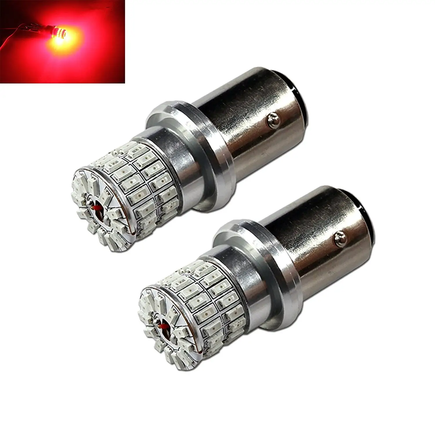 1157 Red High Power 3014 Chip 48-LED Turn Signal/Brake/Tail Light Bulbs (1157. Red)