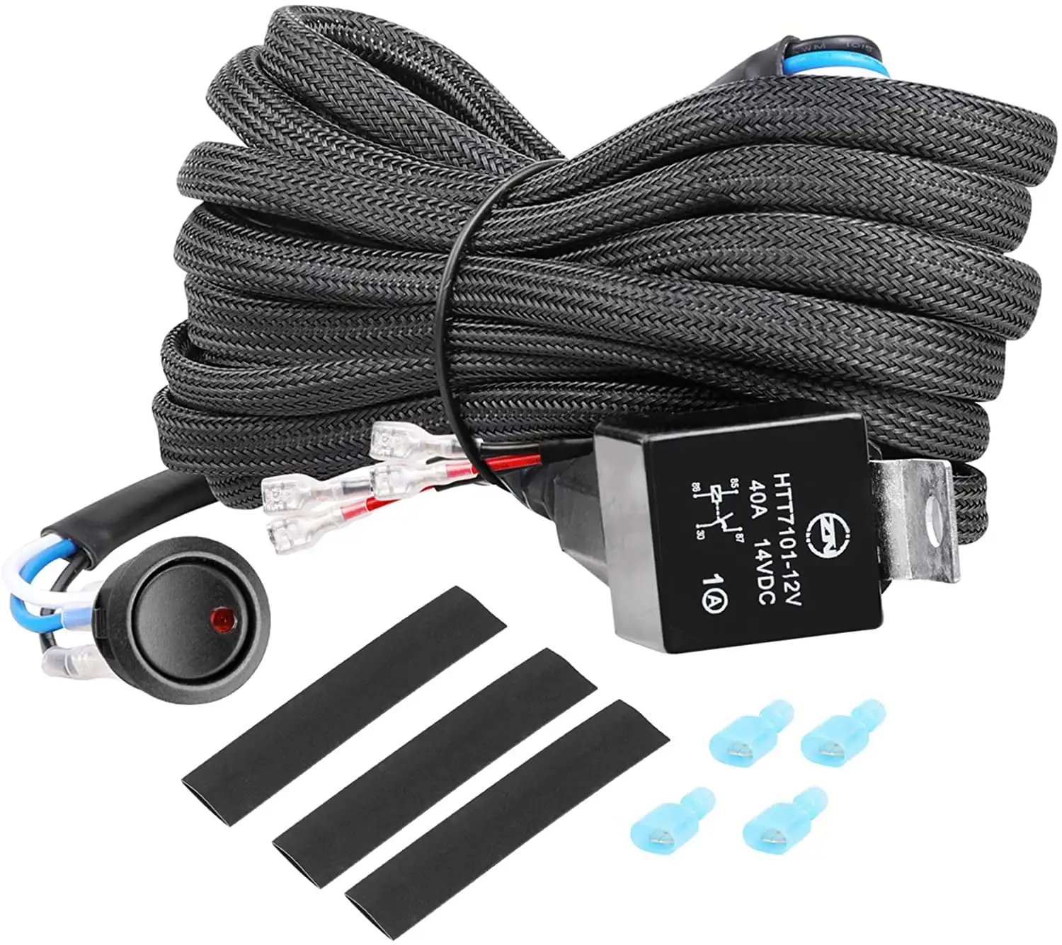 Heavy Duty Wiring Harness Kit OFFROADTOWN 12V Relay Rock ON-OFF Switch for LED Work Light Bar