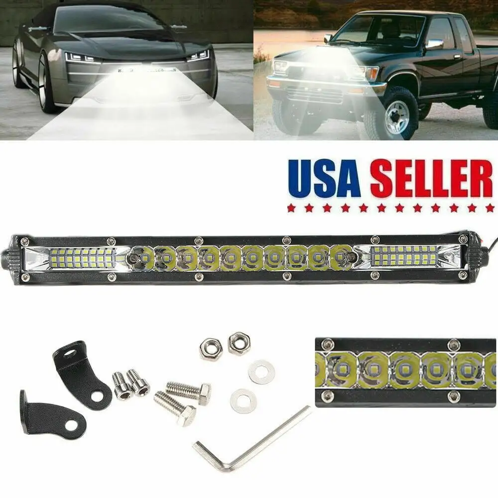 2Z 12inch Slim LED Work Light Bar Single Row Spot Flood Offroad Driving ATV 4WD SUV