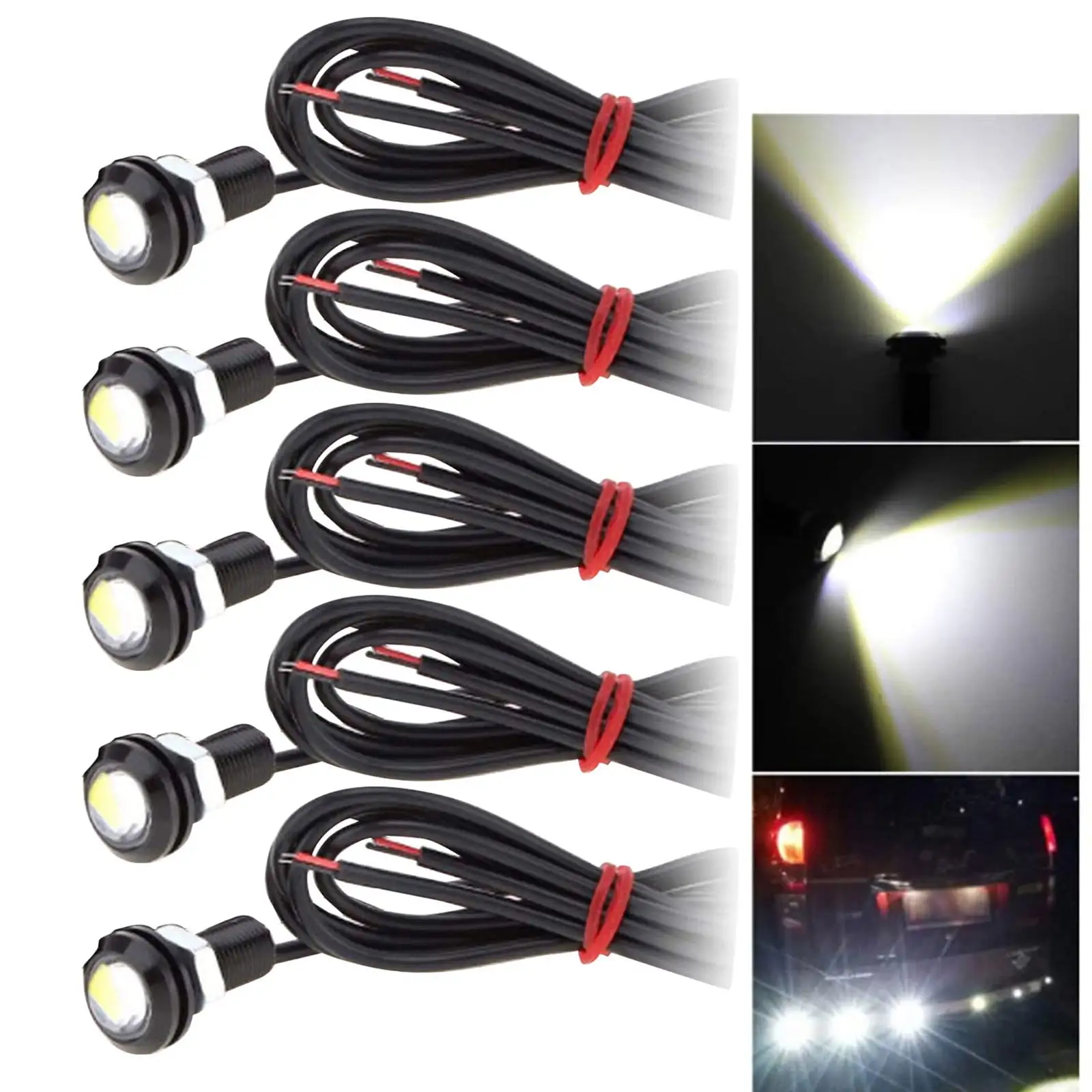 wofedyo led lights 5x White DC12V 9W Eye Daytime Running DRL Backup Light Car Auto lamp valentines day decor B 18*17*2